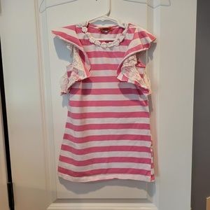 Funkyberry Girls Pink and White Striped Dress Size 6/6x